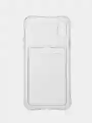 Чехол с карманом для карт iPhone X, XR, 11, Pro, Pro Max, прозрачный, силикон