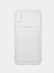 Чехол с карманом для карт iPhone X, XR, 11, Pro, Pro Max, прозрачный, силикон