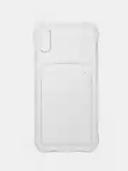 Чехол с карманом для карт iPhone X, XR, 11, Pro, Pro Max, прозрачный, силикон