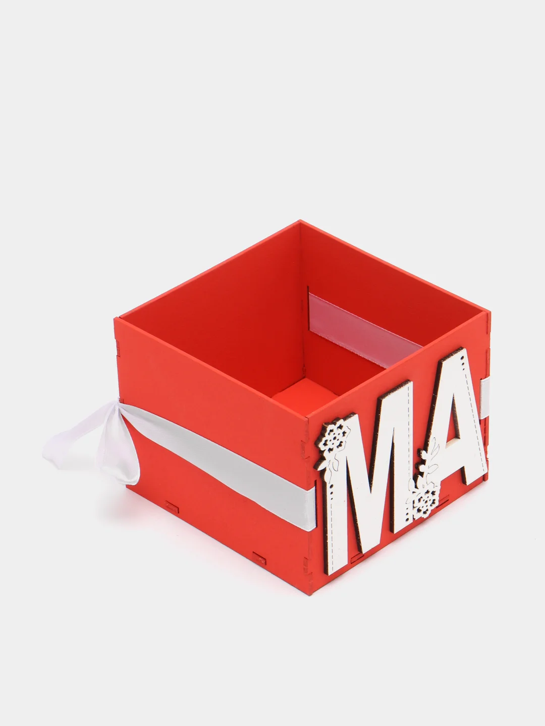 Красный подарочная коробка Маме для цветов, конфет, косметики, сладостей (12*12*9,5). ТМ Канышевы