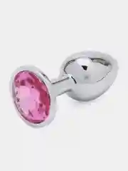 Конфетный анальная пробка металлическая, с кристалом, 3 размера