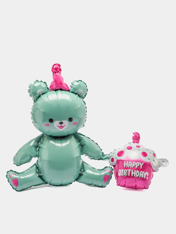 Воздушный шарик мишка Happy Birthday, красивый 60х60