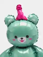 Бирюзовый воздушный шарик мишка Happy Birthday, красивый 60х60