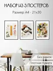 Постер-плакат А4, 21 х 30 см, 3 штуки в наборе