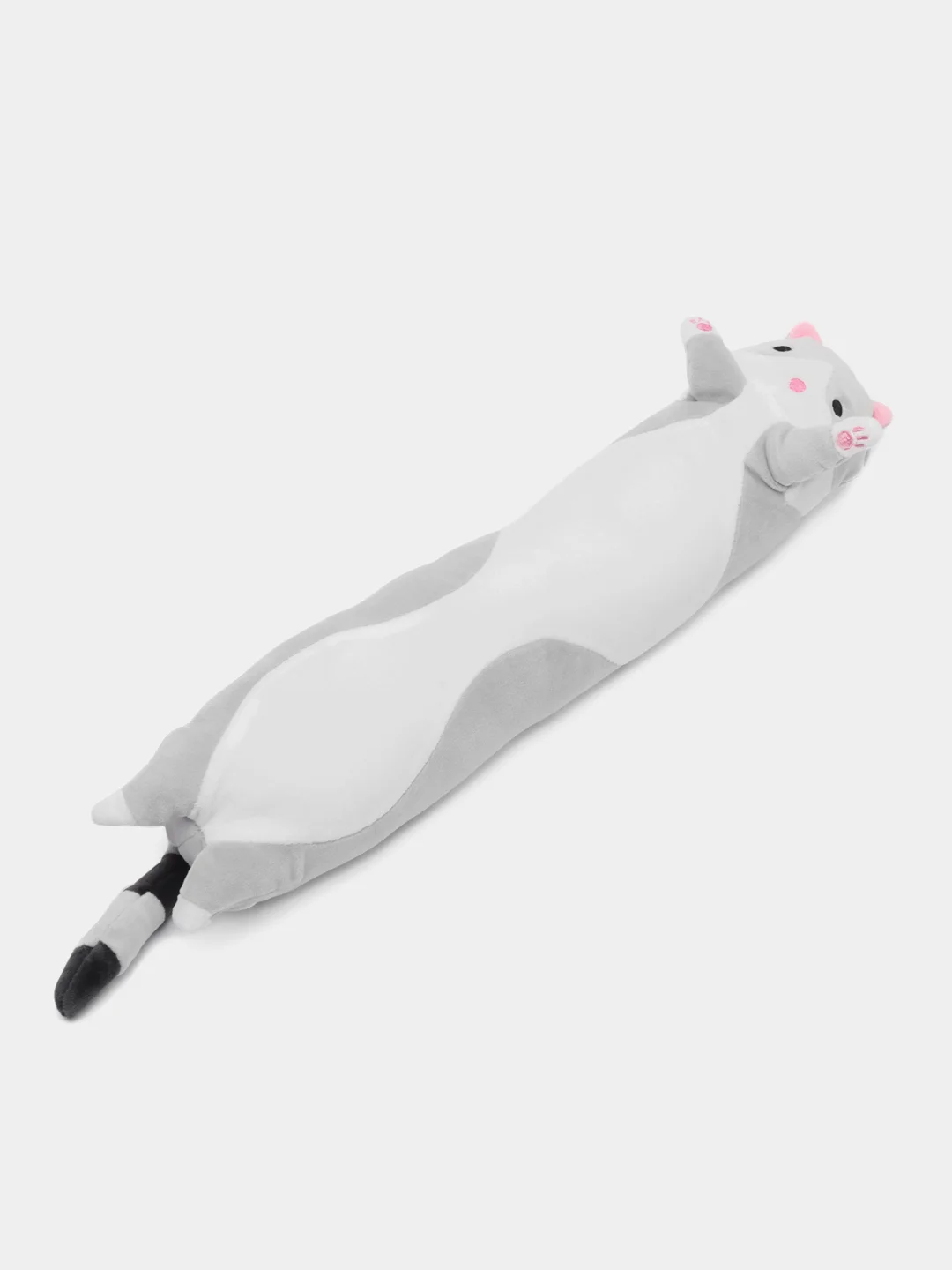 Серый мягкая игрушка подушка "Кот-батон", 50 см