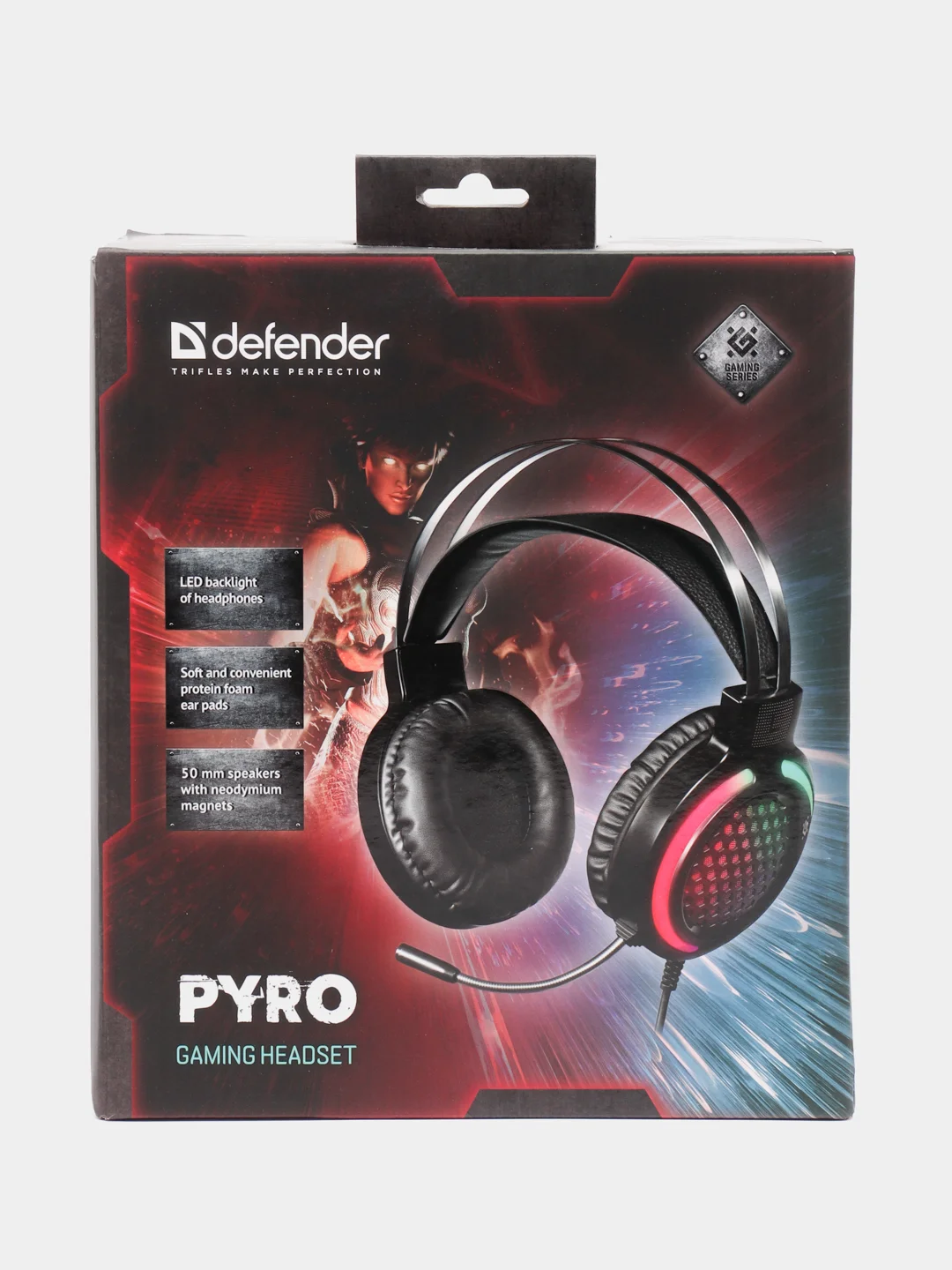 Игровые наушники Defender Pyro черный, RGB, провод 2 м