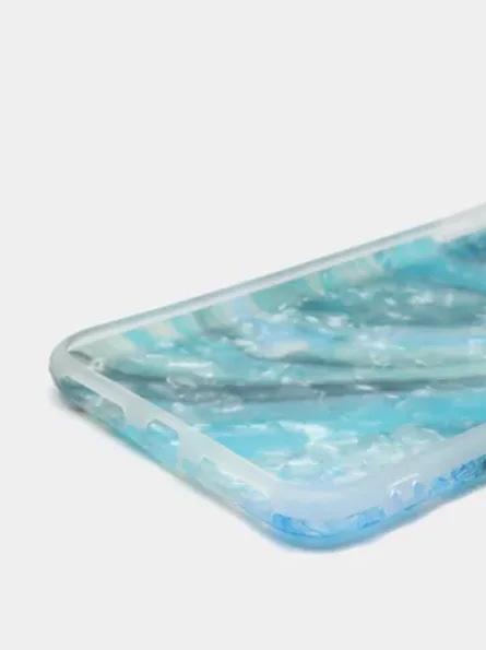 Зеленый мраморный чехол для айфон iPhone 12 Mini, c попсокетом