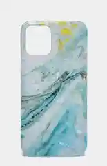 Синий мраморный чехол для айфон iPhone 12 Mini, c попсокетом
