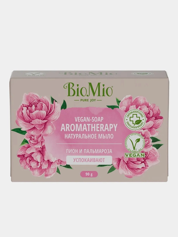 Мыло натуральное BioMio BIO-SOAP "Пион и пальмароза", твердое, 90 г