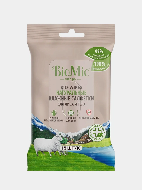BioMio Bio-WIPES Влажные салфетки 15 шт