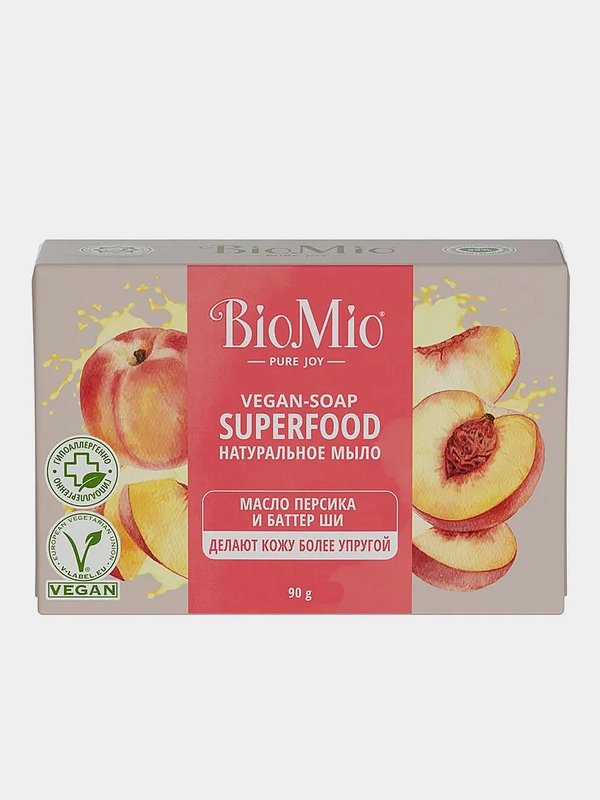 Мыло натуральное BioMio BIO-SOAP "Персик и ши", твердое, 90 г