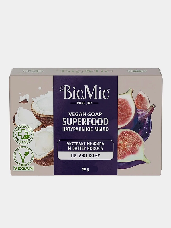Мыло натуральное BioMio BIO-SOAP "Инжир и кокос", твердое, 90 г