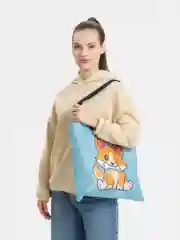 Сумка-шоппер из льна, с принтом собаки породы корги