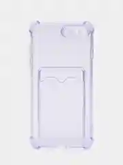 Лавандовый чехол противоударный для iPhone 7 Plus / 8 Plus, прозрачный, с карманом для карты