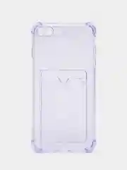 Лавандовый чехол противоударный для iPhone 7 Plus / 8 Plus, прозрачный, с карманом для карты