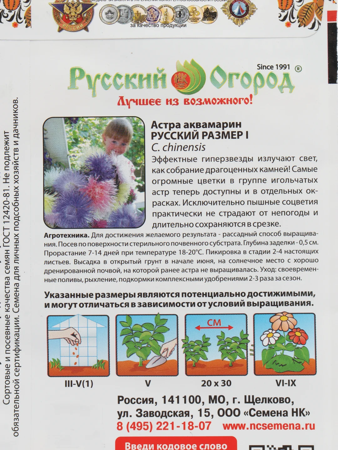 Астра Русский размер "Аквамарин"