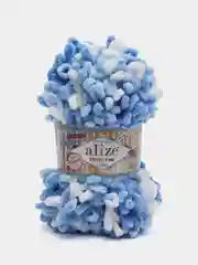 Голубой пряжа Alize Puffy Fine color 5 штук  петельки маленькие