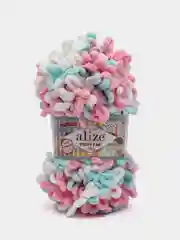 Вишнёвый пряжа Alize Puffy Fine color 5 штук  петельки маленькие