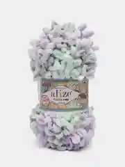 Небесно-голубой пряжа Alize Puffy Fine color 5 штук  петельки маленькие