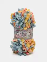 Оранжевый пряжа Alize Puffy Fine color 5 штук  петельки маленькие