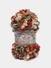 Красный пряжа Alize Puffy Fine color 5 штук  петельки маленькие
