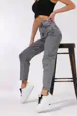 Серый джинсы женские mom fit с высокой посадкой