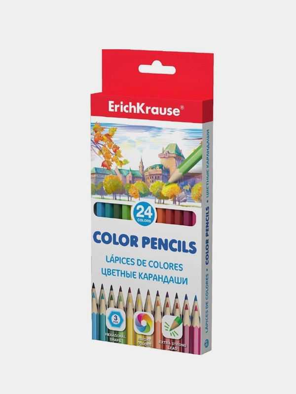 Цветные карандаши шестигранные ErichKrause  24 цвета