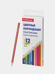 Пластиковые цветные карандаши шестигранные ErichKrause Basic 12 цветов