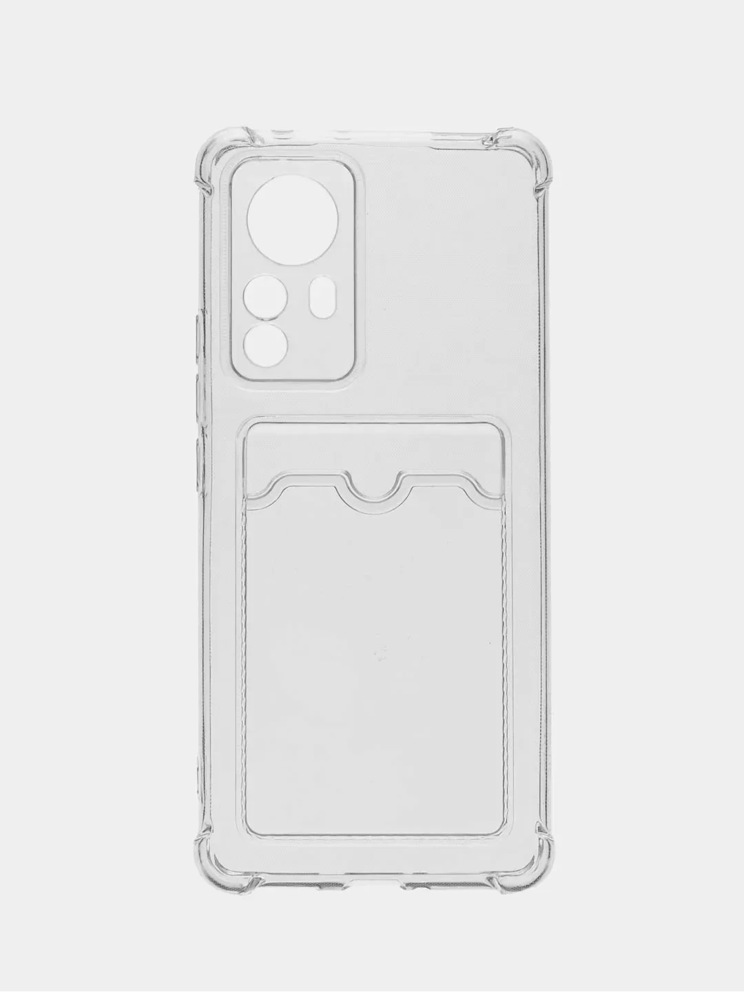Прозрачный чехол Xiaomi 12 Pro / Сяоми 12 Про с карманом для карт