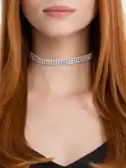 Серебряный чокеры со стразами