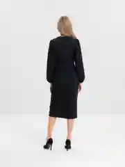 Черный платье женское с декольте и разрезом, повседневное, вечернее