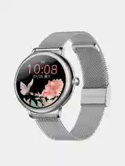 Серебряный смарт часы женские наручные Smart Watch CF80 круглые