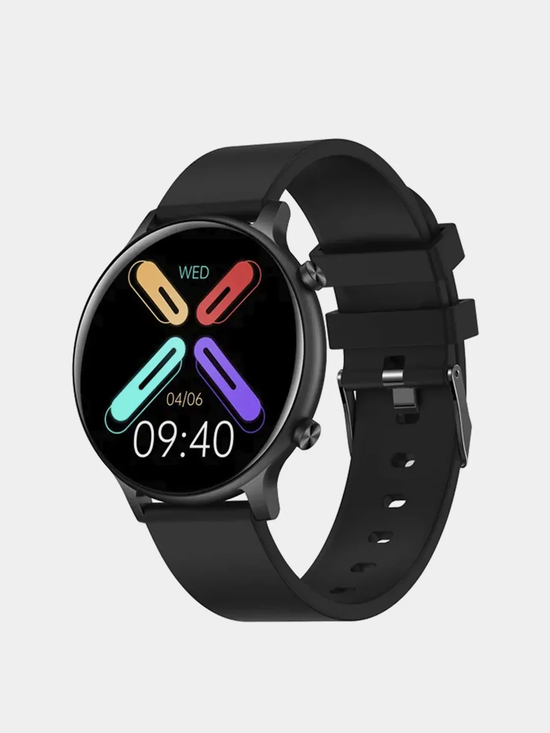 Черный смарт часы женские наручные круглые Smart Watch HT12