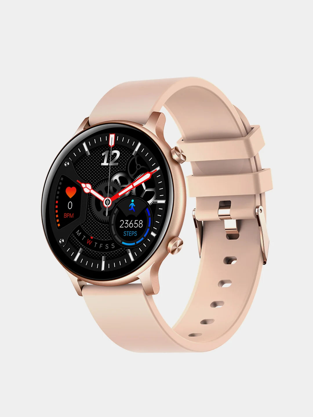 Золотой смарт часы женские наручные круглые Smart Watch HT12