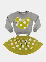 Оливковый толстовка, юбка комплект для девочки