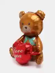 Воздушный шар-фигура "Сидячий мишка с сердцем", коричневый, 30/76 см