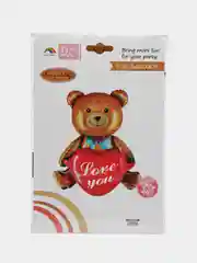 Воздушный шар-фигура "Сидячий мишка с сердцем", коричневый, 30/76 см