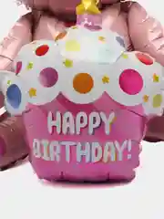 Воздушный шар "Мишка с капкейком", розовый, 38 х 97 см