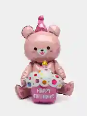 Воздушный шар "Мишка с капкейком", розовый, 38 х 97 см