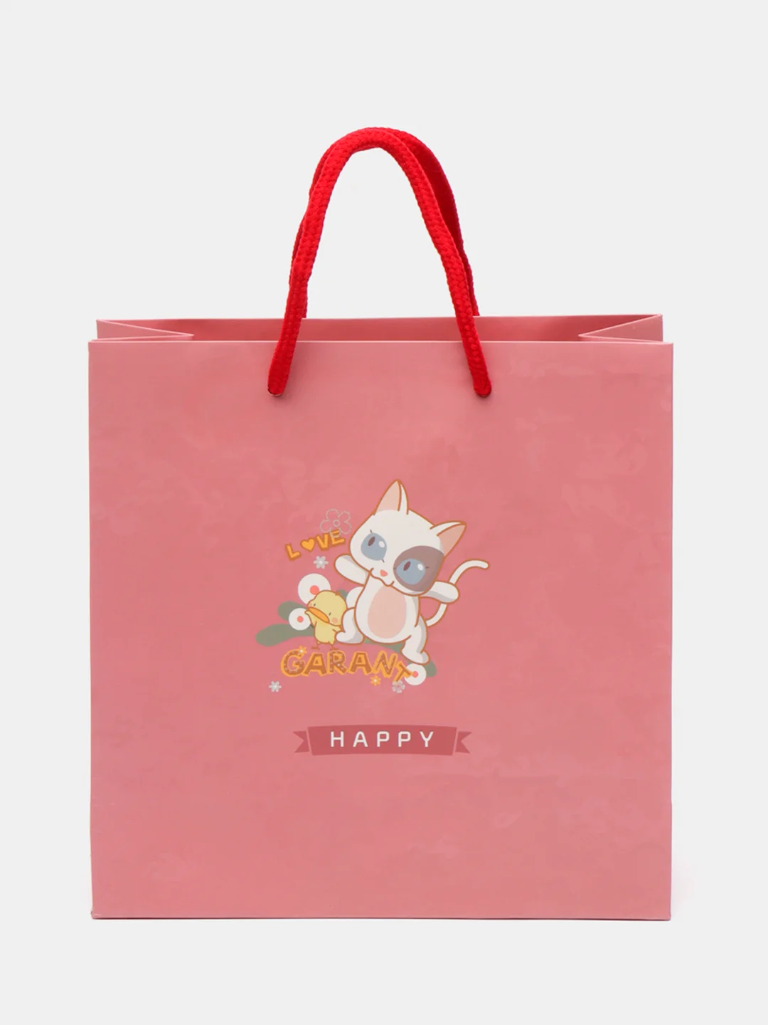Коралловый подарочный пакет "Happy cat"