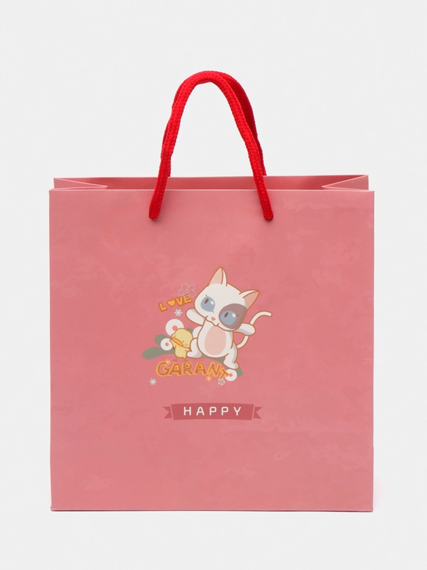 Коралловый подарочный пакет "Happy cat"
