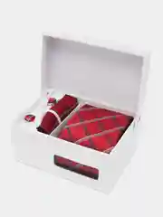 Коралловый набор Мужской галстук , запонки, зажим, платок в подарочной упаковке Arni
