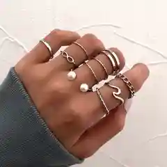 Серебряный набор металлических колец, 10 штук
