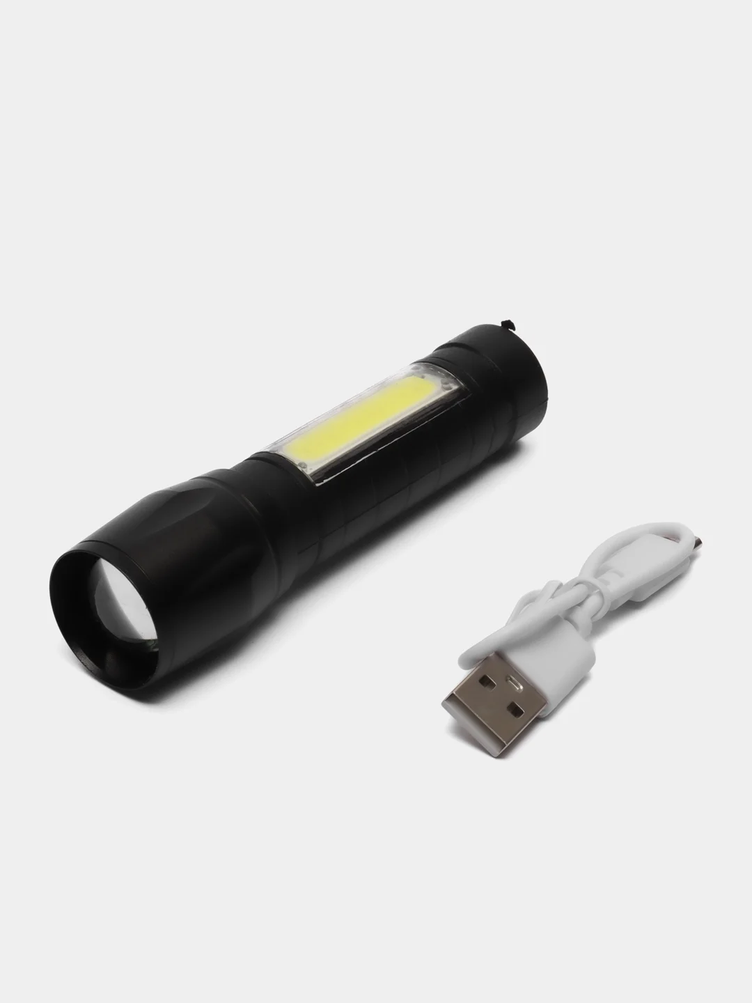 Черный фонарь ручной светодиодный, с USB зарядкой и мощным диодом, водонепроницаемый
