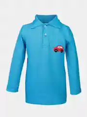 Лазурный поло с длинным рукавом для мальчика
