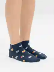 Темно-синий носки женские "Котята" Vivid Color короткие хлопковые для подростков и взрослых
