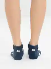Темно-синий носки женские "Котята" Vivid Color короткие хлопковые для подростков и взрослых