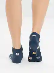 Темно-синий носки женские "Котята" Vivid Color короткие хлопковые для подростков и взрослых