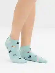 Бирюзовый носки женские "Котята" Vivid Color короткие хлопковые для подростков и взрослых