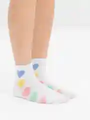 Белый женские носки "Сердечко" Vivid Color Корея средней длины, для подростка и взрослых